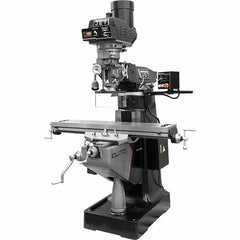 Jet - 9" Table Width x 49" Table Length, Electronic Variable Speed Control, 3 Phase Knee Milling Machine - R8 Spindle Taper, 3 hp - Apex Tool & Supply
