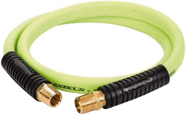 Legacy - 1/2" ID x 0.74" OD 4' Long Lead-In Whip Hose - FNPT x MNPT Swivel Ends, 300 Working psi, 140°, 1/2" Fitting, Green - Apex Tool & Supply