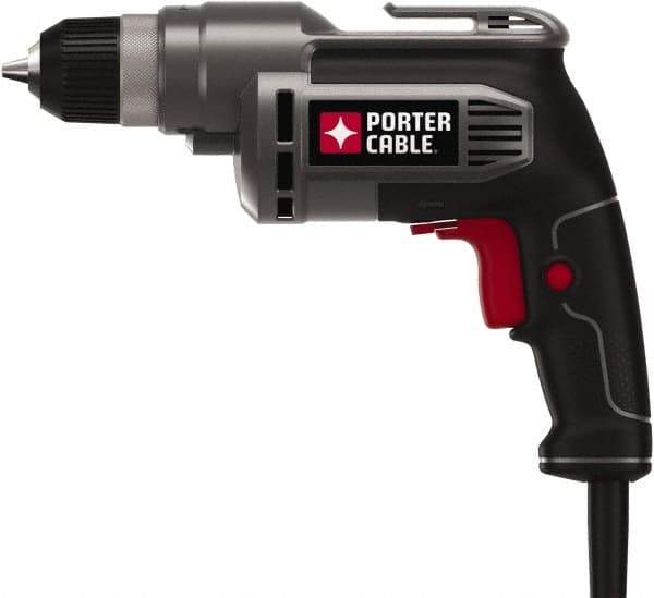 Porter-Cable - 3/8" Keyless Chuck, 2,500 RPM, Pistol Grip Handle Electric Drill - 6.5 Amps, 120 Volts, Reversible, Includes 3/8" Drill - Apex Tool & Supply