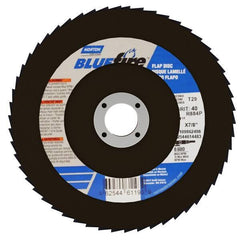 Norton - 40 Grit, 7" Disc Diam, 7/8" Center Hole, Type 29 Zirconia Alumina Flap Disc - 8,600 Max RPM, Cloth Backing, Arbor Attaching System, Coated - Apex Tool & Supply