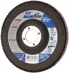 Norton - 80 Grit, 5" Disc Diam, 7/8" Center Hole, Type 29 Zirconia Alumina Flap Disc - 12,000 Max RPM, Cloth Backing, Arbor Attaching System, Coated - Apex Tool & Supply