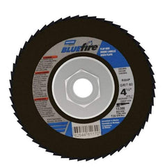 Norton - 60 Grit, 4-1/2" Disc Diam, 5/8-11 Center Hole, Type 29 Zirconia Alumina Flap Disc - 13,300 Max RPM, Cloth Backing, Arbor Attaching System, Coated - Apex Tool & Supply