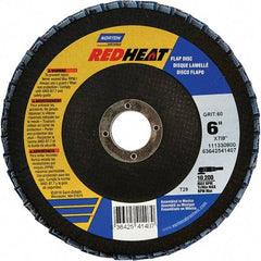 Norton - 60 Grit, 6" Disc Diam, 7/8" Center Hole, Type 29 Ceramic Alumina Flap Disc - 10,200 Max RPM, Cloth Backing, Arbor Attaching System, Coated - Apex Tool & Supply