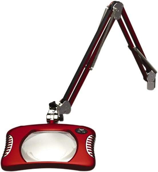 O.C. White - 43 Inch, Spring Suspension, Clamp on, LED, Blaze Red, Magnifying Task Light - 8 Watt, 7.5 and 15 Volt, 2x Magnification, 5-1/4 Inch Wide, 7 Inch Long - Apex Tool & Supply