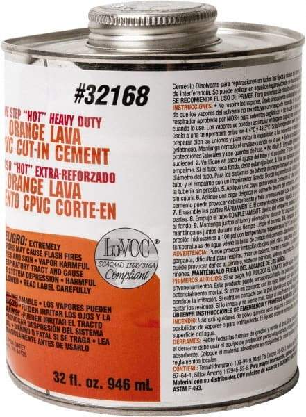 Oatey - 32 oz All-Purpose Medium Bodied Cement - Orange, Use with PVC & CPVC - Apex Tool & Supply