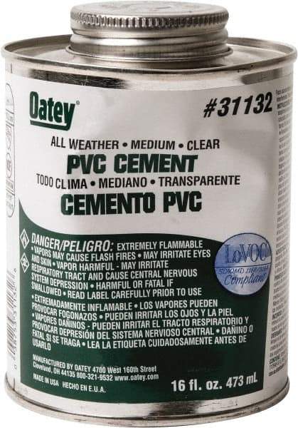 Oatey - 16 oz All-Purpose Medium Bodied Cement - Clear, Use with PVC - Apex Tool & Supply