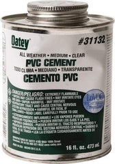 Oatey - 16 oz All-Purpose Medium Bodied Cement - Clear, Use with PVC - Apex Tool & Supply
