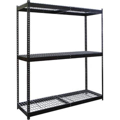 Hallowell - 3 Shelf Starter Wire Deck Open Steel Shelving - 1 Lb Capacity, 60" Wide x 84" High x 18" Deep, Black - Apex Tool & Supply
