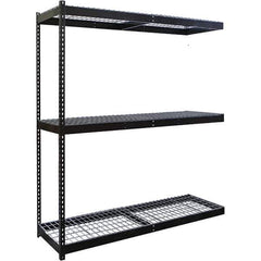 Hallowell - 3 Shelf Add-On Wire Deck Open Steel Shelving - 1 Lb Capacity, 72" Wide x 84" High x 18" Deep, Black - Apex Tool & Supply