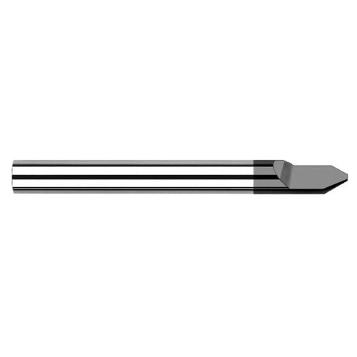 Engraving Cutters - 0.1250″ (1/8″) Shank Diameter × 0.0050″ Flat × 60° included Carbide Tipped Engraver, 1 Flute, Amorphous Diamond Coated - Exact Industrial Supply