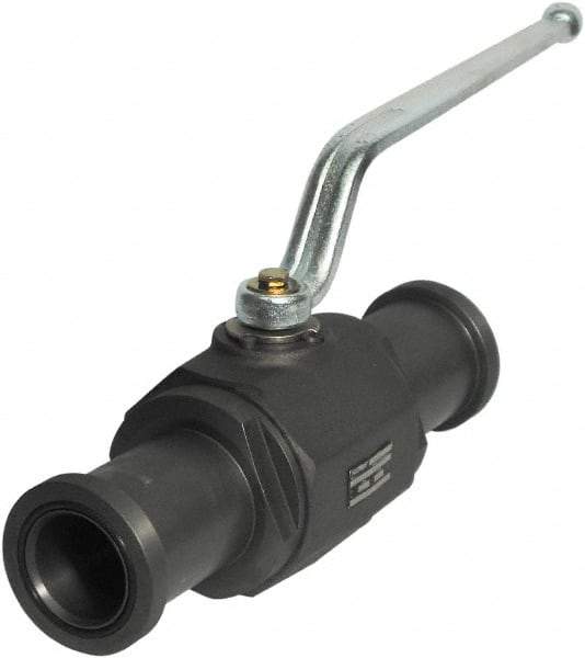 HYDAC - 1-1/4" Pipe, Full Port, Carbon Steel Full Port Ball Valve - Inline - Two Way Flow, SAE x SAE Ends, Offset Handle, 3,000 WOG - Apex Tool & Supply