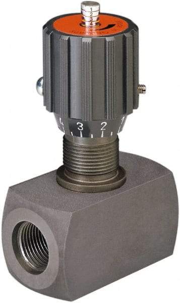 HYDAC - 3/4" Pipe, Inline Flow Control Needle Valve - SAE Ends, Carbon Steel Valve, 5,000 Max psi - Apex Tool & Supply