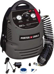 Porter-Cable - 0.8 hp, 2 CFM at 90 psi Hand Carry Compressor - 1.5 Gallon Tank, 10 Amp, 150 Max psi, 120V - Apex Tool & Supply