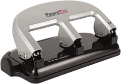 PaperPro - Paper Punches Type: 40 Sheet Manual Three Hole Punch Color: Black/Silver - Apex Tool & Supply
