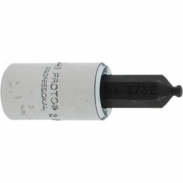 Proto - 1/4" Drive, 3/32" Hex Bit Socket - 1-1/2" OAL, 1.047" Bit Length, Ball End - Apex Tool & Supply