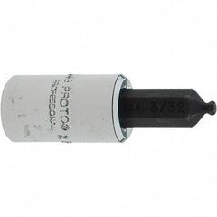 Proto - 1/4" Drive, 3/32" Hex Bit Socket - 1-1/2" OAL, 1.047" Bit Length, Ball End - Apex Tool & Supply