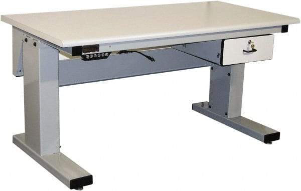 Proline - 72 Wide x 30" Deep x 42-1/2" High, Static Dissipative Workbench - Adjustable Height Legs, Light Gray - Apex Tool & Supply