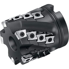 Walter - 2" Cut Diam, 3/4" Arbor Diam, 46mm Max Depth of Cut, Indexable Square-Shoulder Face Mill - 90° Lead Angle, 65mm High, XNHX1306..R & LNHX120604R Insert Compatibility, Through Coolant, Series M3255 - Apex Tool & Supply