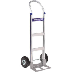 Wesco Industrial Products - 600 Lb Capacity 49" OAH Hand Truck - 14 x 7-1/2" Base Plate, Swept Back, Continuous Handle, Aluminum, Full Pneumatic Wheels - Apex Tool & Supply