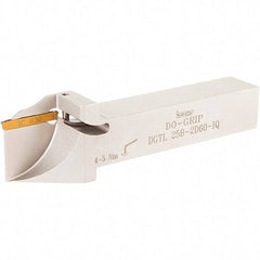 Iscar - External Thread, 5-29/32" OAL, Left Hand Indexable Grooving Cutoff Toolholder - 1" Shank Height x 1" Shank Width, DGN Insert Style, DGT Toolholder Style, Series Do-Grip - Apex Tool & Supply