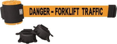 Banner Stakes - 30' Long x 2-1/2" Wide Nylon/Polyester Magnetic Wall Mount Barrier - Black on Orange - Apex Tool & Supply