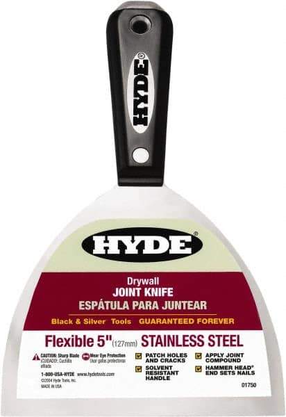Hyde Tools - 5" Wide Flexible Blade Stainless Steel Joint Knife - Flexible, Nylon Handle - Apex Tool & Supply
