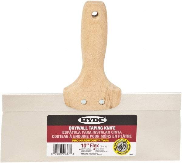 Hyde Tools - 10" Wide Flexible Blade Stainless Steel Joint Knife - Flexible, Hardwood Handle - Apex Tool & Supply
