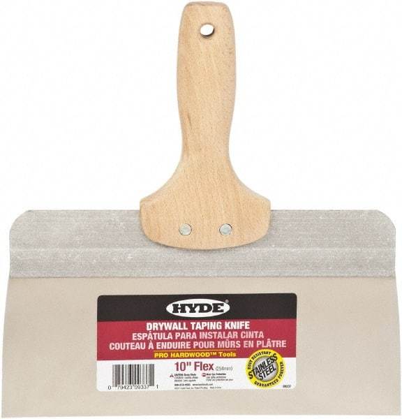 Hyde Tools - 10" Wide Flexible Blade Stainless Steel Joint Knife - Flexible, Hardwood Handle - Apex Tool & Supply