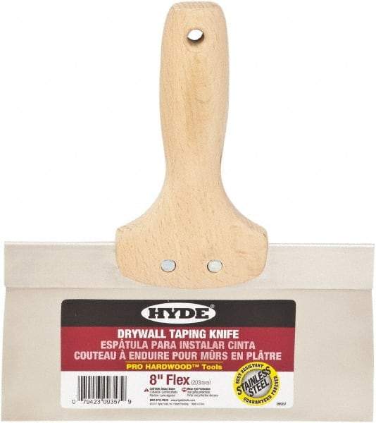 Hyde Tools - 8" Wide Flexible Blade Stainless Steel Joint Knife - Flexible, Hardwood Handle - Apex Tool & Supply