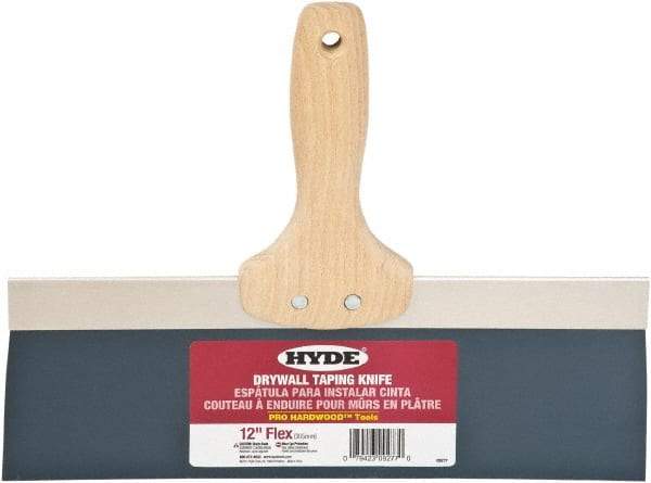 Hyde Tools - 12" Wide Flexible Blade Steel Joint Knife - Flexible, Hardwood Handle - Apex Tool & Supply