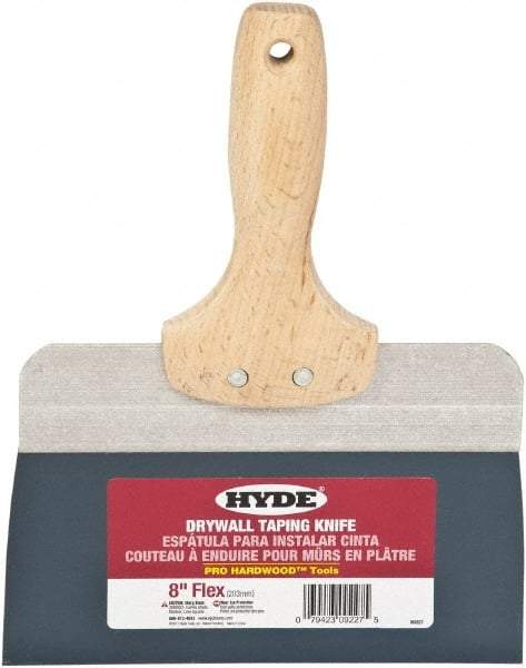 Hyde Tools - 8" Wide Flexible Blade Steel Joint Knife - Flexible, Hardwood Handle - Apex Tool & Supply