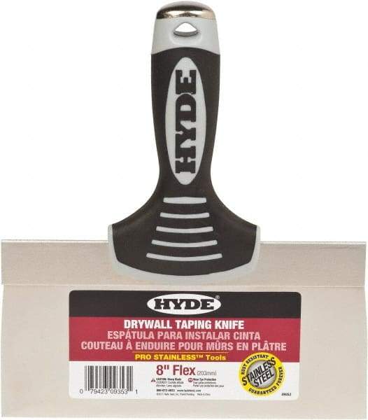 Hyde Tools - 8" Wide Flexible Blade Stainless Steel Joint Knife - Flexible, Plastic Overmold Handle - Apex Tool & Supply