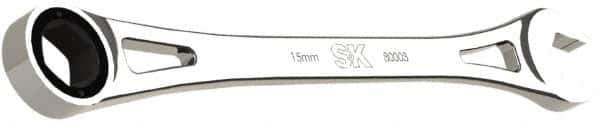 SK - 15mm 6 Point Combination Wrench - 10" OAL, Steel, Full Polish Finish - Apex Tool & Supply
