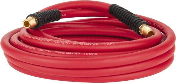 PRO-SOURCE - 1/4" ID x 0.4921" OD 25' Long Multipurpose Air Hose - MNPT x MNPT Ends, 300 Working psi, -40 to 180°F, 1/4" Fitting, Red - Apex Tool & Supply