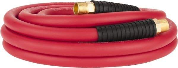 PRO-SOURCE - 1/2" ID x 0.7874" OD 25' Long Multipurpose Air Hose - MNPT x MNPT Ends, 300 Working psi, -40 to 180°F, 1/2" Fitting, Red - Apex Tool & Supply