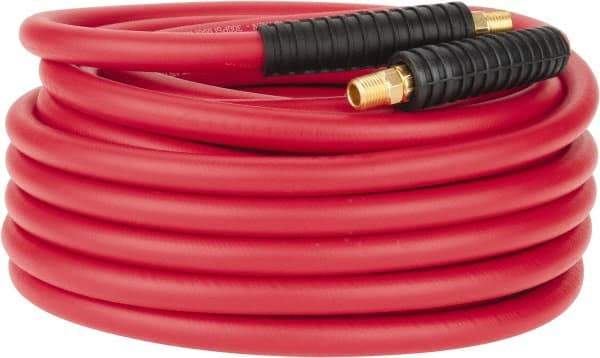 PRO-SOURCE - 3/8" ID x 0.6496" OD 50' Long Multipurpose Air Hose - MNPT x MNPT Ends, 300 Working psi, -40 to 180°F, 1/4" Fitting, Red - Apex Tool & Supply