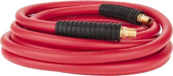 PRO-SOURCE - 3/8" ID x 0.6496" OD 25' Long Multipurpose Air Hose - MNPT x MNPT Ends, 300 Working psi, -40 to 180°F, 1/4" Fitting, Red - Apex Tool & Supply