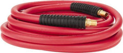 PRO-SOURCE - 3/8" ID x 0.6496" OD 25' Long Multipurpose Air Hose - MNPT x MNPT Ends, 300 Working psi, -40 to 180°F, 1/4" Fitting, Red - Apex Tool & Supply