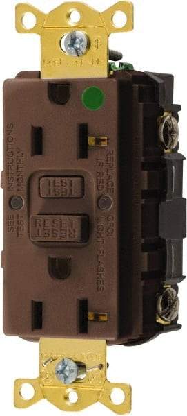 Hubbell Wiring Device-Kellems - 1 Phase, 5-20R NEMA, 125 VAC, 20 Amp, GFCI Receptacle - 2 Pole, Back and Side Wiring, Hospital Grade - Apex Tool & Supply