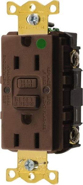 Hubbell Wiring Device-Kellems - 1 Phase, 5-15R NEMA, 125 VAC, 15 Amp, GFCI Receptacle - 2 Pole, Back and Side Wiring, Hospital Grade - Apex Tool & Supply