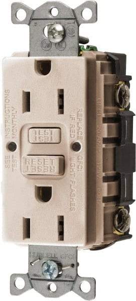 Hubbell Wiring Device-Kellems - 1 Phase, 5-15R NEMA, 125 VAC, 15 Amp, GFCI Receptacle - 2 Pole, Back and Side Wiring, Commercial Grade - Apex Tool & Supply