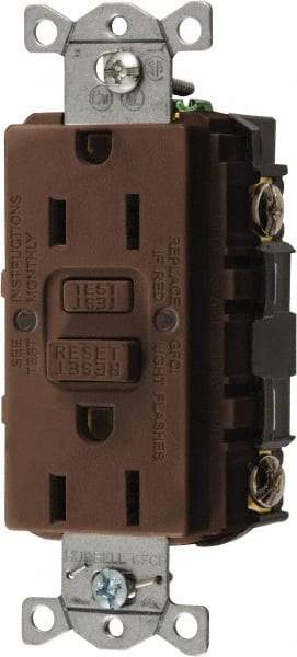 Hubbell Wiring Device-Kellems - 1 Phase, 5-15R NEMA, 125 VAC, 15 Amp, GFCI Receptacle - 2 Pole, Back and Side Wiring, Commercial Grade - Apex Tool & Supply