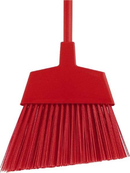 O-Cedar - 12" Wide, Red Polypropylene Bristles, 48" Metal Handle, Angled Broom - 48 Inch Handle Length - Apex Tool & Supply