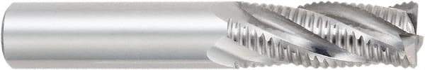 OSG - 1/2" Diam, Coarse Pitch, 1-1/4" LOC, 4 Flute Solid Carbide Roughing Square End Mill - Uncoated, 3" OAL, 1/2" Shank Diam, Centercutting, 30° Helix - Apex Tool & Supply