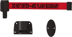 Banner Stakes - 15' Long x 2-1/2" Wide Nylon/Polyester Wall-Mounted Indoor Barrier - Black on Red - Apex Tool & Supply