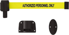 Banner Stakes - 15' Long x 2-1/2" Wide Nylon/Polyester Wall-Mounted Indoor Barrier - Black on Yellow - Apex Tool & Supply