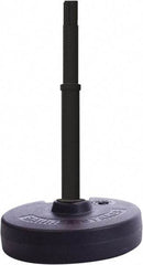 Banner Stakes - 22 to 42" High, 2-3/8" Pole Diam, Barrier Post Base, Stanchion & Receiver Head - 9" Base Diam, Round Nylon Base, Black Plastic Post, 15' x 2-1/2" Tape, For Outdoor Use - Apex Tool & Supply