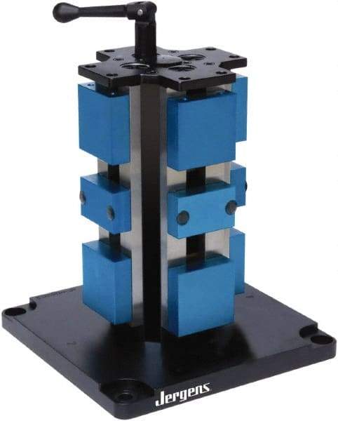 Jergens - 6" Jaw Width, 10" Max Jaw Opening, Manual Self Centering Vise - 10,100 Max Operating psi, 3-1/2" Stroke Length, 10" OAL x 8" OAW x 22.56" OAH - Apex Tool & Supply