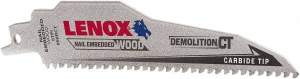 Lenox - 6" Long x 1" Thick, Carbide Reciprocating Saw Blade - Tapered Profile, 6 TPI, Toothed Edge, Tang Shank - Apex Tool & Supply