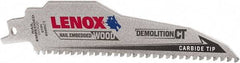 Lenox - 6" Long x 1" Thick, Carbide Reciprocating Saw Blade - Tapered Profile, 6 TPI, Toothed Edge, Tang Shank - Apex Tool & Supply